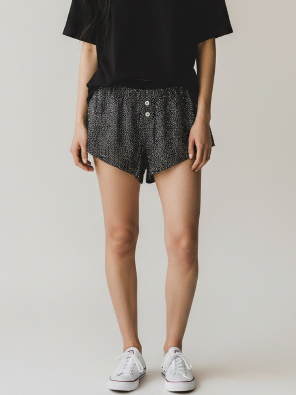 CHASER Black Sparkly PJ Shorts